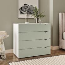 Cômoda 4 Gavetas Branca e Verde Porto Politorno Cômoda 4 Gavetas Branca e Verde Porto Politorno