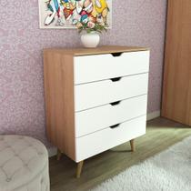 Cômoda 4 Gavetas Cm8026 Amêndoa/Branco - Tecno Mobili Cômoda 4 Gavetas Cm8026 Amêndoa/Branco - Tecno Mobili