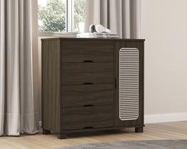 Cômoda 4 Gavetas Com 1 Porta Sapateira Design Atemporal Moderno Linha Clara Para Quarto