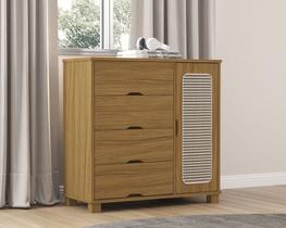 Cômoda 4 Gavetas Com 1 Porta Sapateira Design Atemporal Moderno Linha Clara Para Quarto