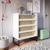 Cômoda 4 Gavetas com Corrediças Telescópicas e Pés em Metal de 20cm 85cm Apolo
