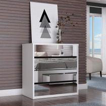Cômoda 4 Gavetas com Espelho Branco Cômoda 4 Gavetas com Espelho Branco