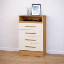 Cômoda 4 Gavetas com Nicho 100 MDF Organizador Quarto Compacta Multiuso Cômoda 4 Gavetas com Nicho 100 MDF Organizador Quarto Compacta Multiuso