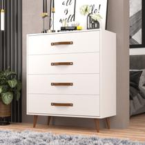 Cômoda 4 Gavetas com Pés Retrô 90CMX90CM Pádua Branco Cômoda 4 Gavetas com Pés Retrô 90CMX90CM Pádua Branco