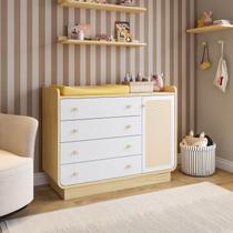 Cômoda 4 Gavetas e 1 Porta em Rattan Wave Casatema MadeiraOriginals