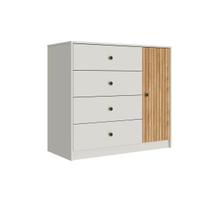 Cômoda 4 Gavetas e 1 Porta MDP Mel Off White 100x45x90cm MB 1059 Movelbento Cômoda 4 Gavetas e 1 Porta MDP Mel Off White 100x45x90cm MB 1059 Movelbento