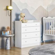 Cômoda 4 Gavetas Lua Encantada com Trocador Branco