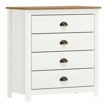 Comoda 4 Gavetas Madeira Branco/Freijó Topázio - FN