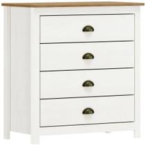 Comoda 4 Gavetas Madeira Maciça 80 Cm 9101 Branco Freijo Milani Store