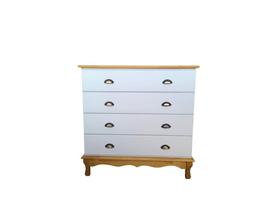 Cômoda 4 Gavetas Madeira Maciça com MDF - Provença Branco / Mel Cômoda 4 Gavetas Madeira Maciça com MDF - Provença Branco / Mel