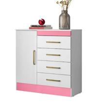 Cômoda 4 Gavetas Montevidéu Branco Rosa Flex 4290 Demóbile