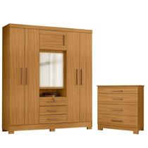 Cômoda 4 Gavetas New e Guarda Roupa Casal Imperial Carvalho Americano TX -Incorplac Cômoda 4 Gavetas New e Guarda Roupa Casal Imperial Carvalho Americano TX -Incorplac