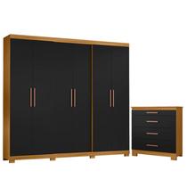 Cômoda 4 Gavetas New e Guarda Roupa Casal San Diego Carvalho Americano Preto - Incorplac Cômoda 4 Gavetas New e Guarda Roupa Casal San Diego Carvalho Americano Preto - Incorplac