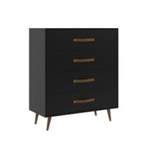 Cômoda 4 Gavetas Pádua com Pés Palito 90cm Preto - J Carvalho Cômoda 4 Gavetas Pádua com Pés Palito 90cm Preto - J Carvalho