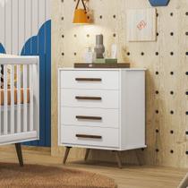 Comoda 4 gavetas para quarto infantil q encanto retro - branco acetinado