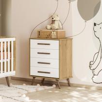 Comoda 4 gavetas para quarto infantil q encanto retro - freijo toq/branco acetinado