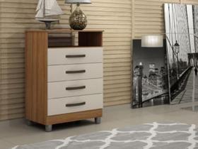 Cômoda 4 Gavetas Paris - CHF Móveis -Carvalho/Off White