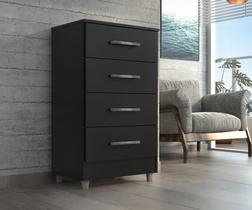Comoda 4 gavetas preto onix flavia quarta divisão moveis