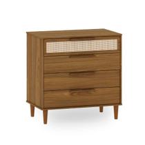 Cômoda 4 gavetas Quater Linha Paglia Nogueira com Palhinha Natural Cômoda 4 gavetas Quater Linha Paglia Nogueira com Palhinha Natural