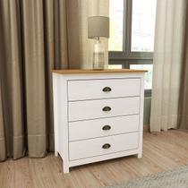 Cômoda 4 Gavetas Topázio Branco/Freijó Madeira Pinus - Finestra