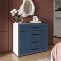 Cômoda 4 Gavetas Valência Azul/Branco