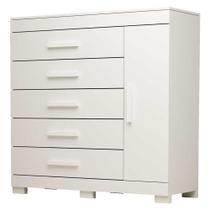 Comoda 5 Gavetas 1 Porta 100% MDF Rayane Prime ACP MÓVEIS Branco
