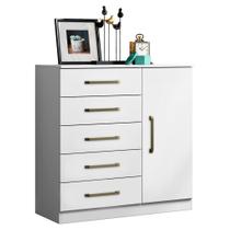 Comoda 5 Gavetas 1 Porta 91 cm Milao ARMoveis Comoda 5 Gavetas 1 Porta 91 cm Milao ARMoveis