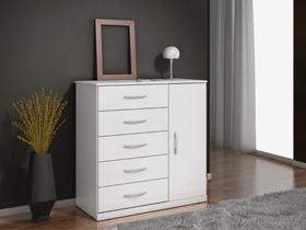 Cômoda 5 gavetas 1 porta - Branco