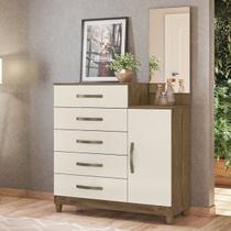 Cômoda 5 Gavetas 1 Porta e Espelho e Pés Lisboa