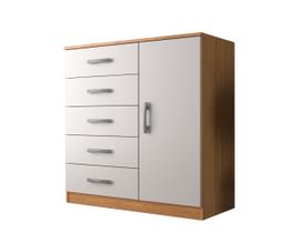 Cômoda 5 Gavetas 1 Porta Grande Armazenamento Luxo Compacta Multiuso Moderna Decorativa Organizadora Design Quarto