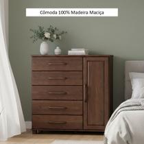 Cômoda 5 Gavetas 1 Porta Linha Ouro Finestra Móveis Madeira Maciça