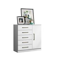 Cômoda 5 Gavetas 1 Porta Quarto Branco Milão Aramóveis Cômoda 5 Gavetas 1 Porta Quarto Branco Milão Aramóveis