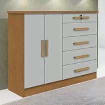 Cômoda 5 Gavetas 2 Portas New Athos Cinamomo Off White