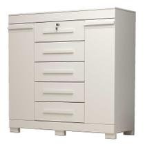 Comoda 5 Gavetas 2 Portas Sapateiras Diana Prime ACP MÓVEIS Branco - 100% MDF
