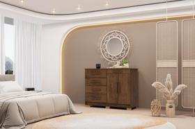 Cômoda 5 Gavetas 2 portas Sirius - Imbuia Rústico - Vila Rica