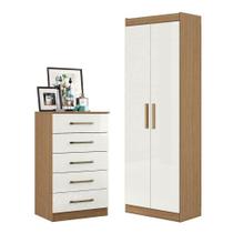 Cômoda 5 Gavetas 2014140 E Armário Multiuso 2000191 Atacama Off White - Aramóveis