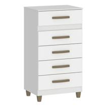 Cômoda 5 Gavetas 50cm Malta CO250 Cor Branco - Fellicci Móveis Cômoda 5 Gavetas 50cm Malta CO250 Cor Branco - Fellicci Móveis