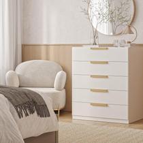 Cômoda 5 Gavetas 80cm Jade CabeCasa MadeiraMadeira Branco