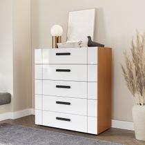 Cômoda 5 Gavetas 90cm Com Design Elegante E Acabamento Em Pintura Uv Em Mdp/mdf Politorno