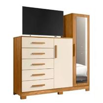 Cômoda 5 gavetas com corrediças telescópicas 2 portas 6 pés New Master