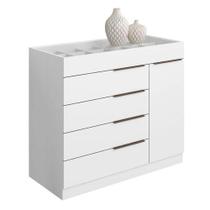 Cômoda 5 Gavetas Com Porta Joias Organizador Tampo De Vidro Sevilha Aramóveis