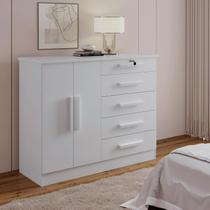 Cômoda 5 Gavetas e Chave Zeus Branco Cômoda 5 Gavetas e Chave Zeus Branco