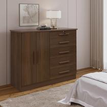 Cômoda 5 Gavetas e com Chave Tampo e Frente em Mdf Zeus