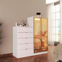 Cômoda 5 Gavetas e Duas Portas Reflecta Bella Cômoda 5 Gavetas e Duas Portas Reflecta Bella