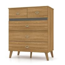 Cômoda 5 Gavetas Estilo Retrô 91Cm Ziza V02 Nature - Mpozenato