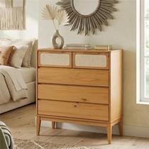 Cômoda 5 Gavetas Madeira Maciça com Telinha Rattan Viena Mel Marrom