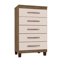 Cômoda 5 Gavetas Porto Belo Teka Champagne Clique Chique