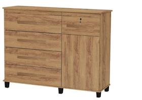 Comoda 5 gavetas sapateira + chave trino cor Canela fosco Comoda 5 gavetas sapateira + chave trino cor Canela fosco