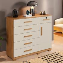 Cômoda 6 Gavetas 1 Porta com Pés Milão Benetil Cômoda 6 Gavetas 1 Porta com Pés Milão Benetil