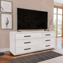Cômoda 6 Gavetas 150cm Com Detalhes Usinados E Corrediça Telescópica Em Mdp/mdf Politorno